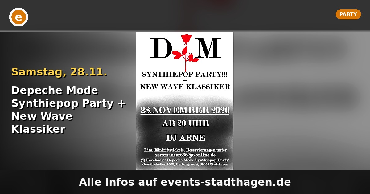 Depeche Mode Synthiepop Party + New Wave Klassiker