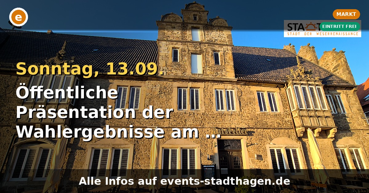 Öffentliche Präsentation der Wahlergebnisse am 13. September 2026 im Ratskeller